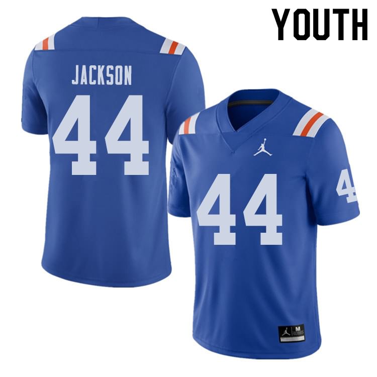 NCAA Florida Gators Rayshad Jackson Youth #44 Jordan Brand Alternate Royal Throwback Stitched Authentic College Football Jersey WQE0664UJ